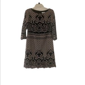 Eliza J Black and Tan Lace Sheath Dress - Size (6)